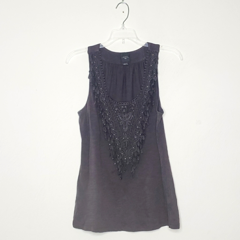 Anthrologie Deletta Goth Grunge Punk Fringe Tank Top Size Small - Picture 2 of 7